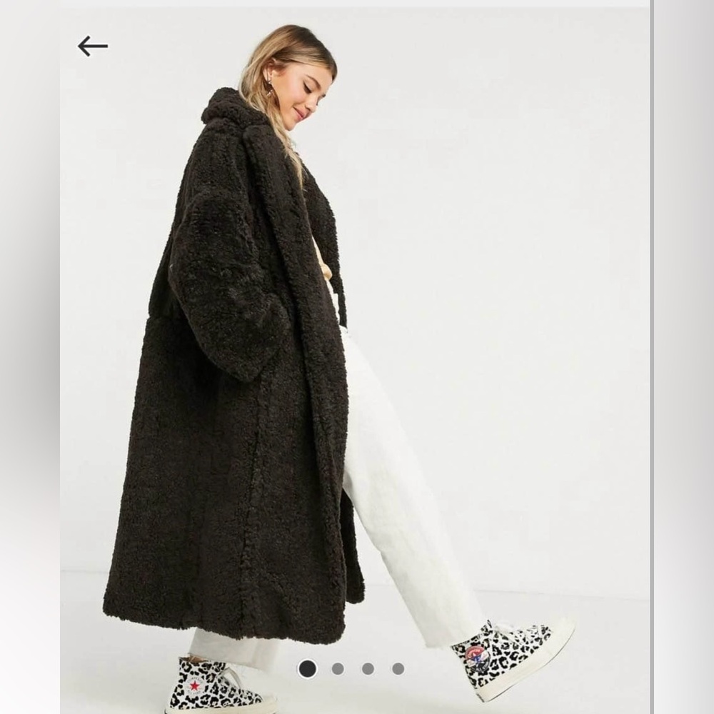 ASOS Dark Brown Oversized Teddy Coat Size 4